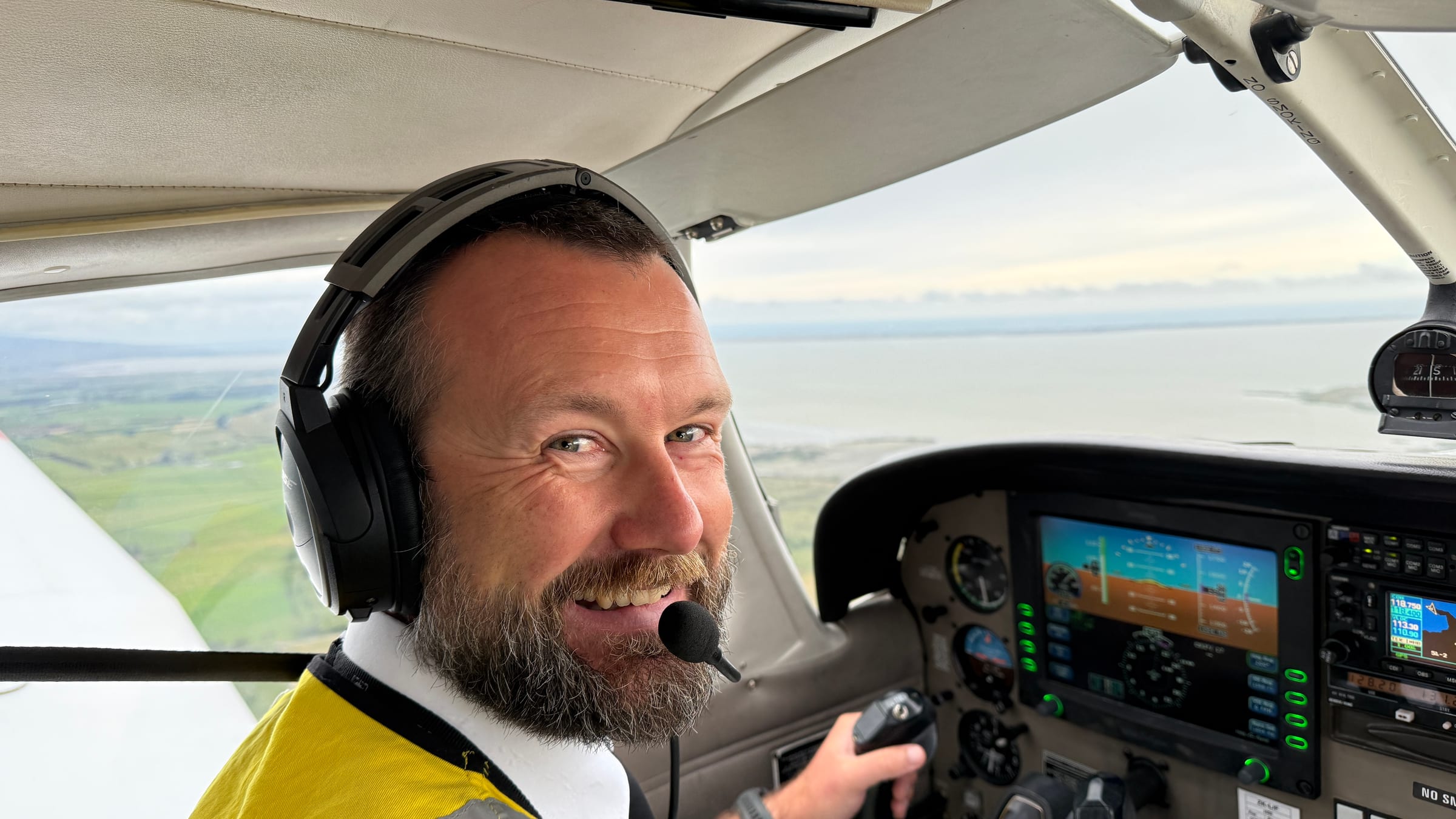Nick, founder of Aviate, in the cockpit of a light aircraft